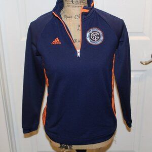 New York City FC Jersey Boys Medium Blue NYCFC Adidas MLS 3/4 zip hooded